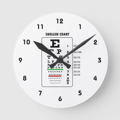 Snellen Chart Eye Exam Chart Round Clock