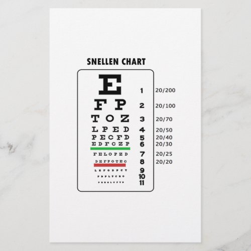 Snellen Chart Eye Exam Chart Stationery