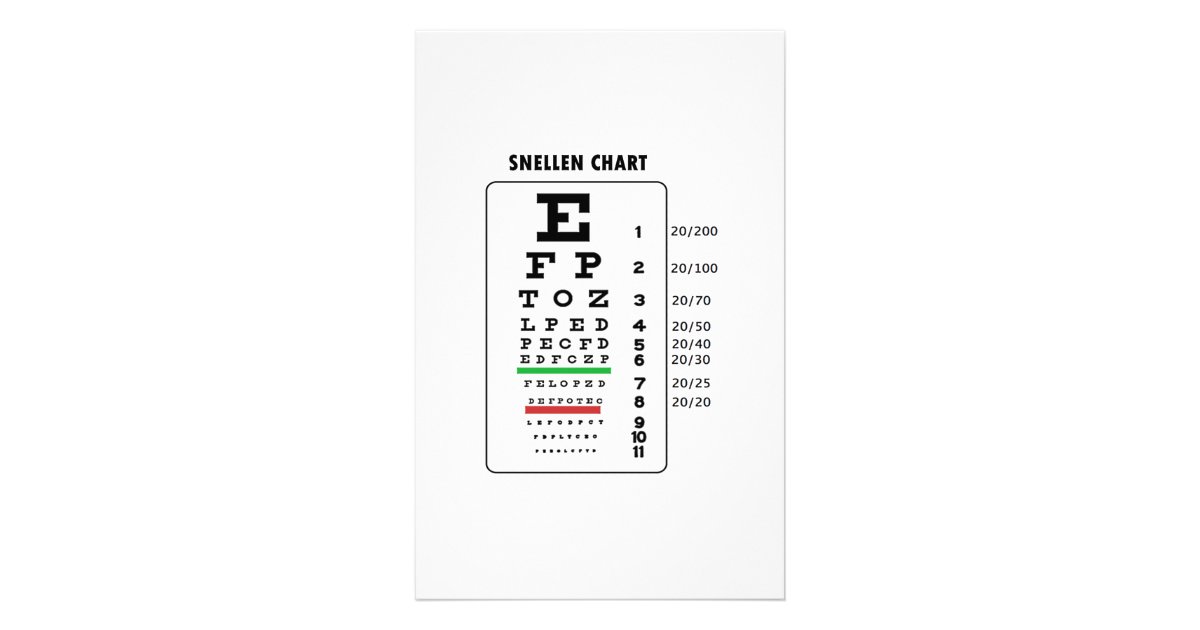 snellen chart eye exam chart stationery zazzlecom