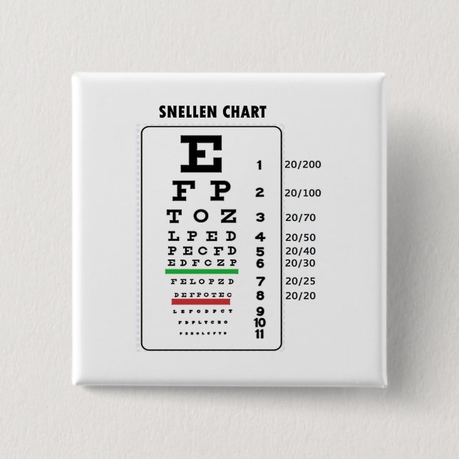 Snellen Chart (Generic Vision Chart) Pinback Button (Front)
