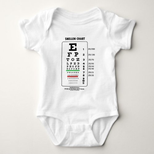 Snellen Chart Medical Visual Acuity Testing Baby Bodysuit