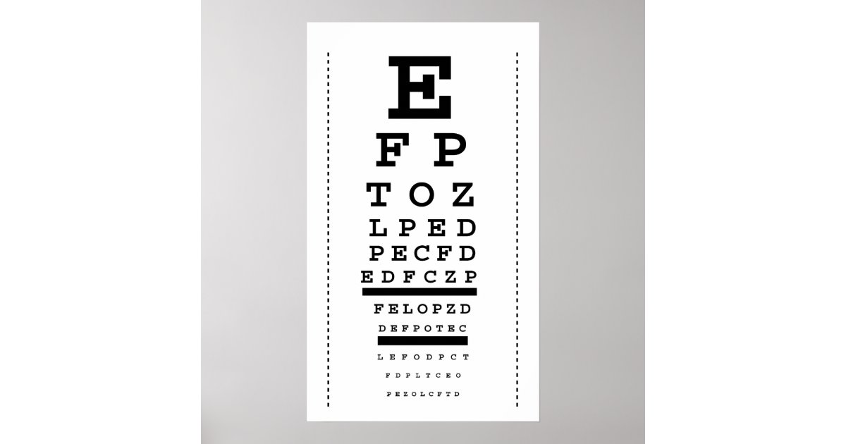 Snellen Eye Chart Print Lettering Typography Custom Eye Chart Baby