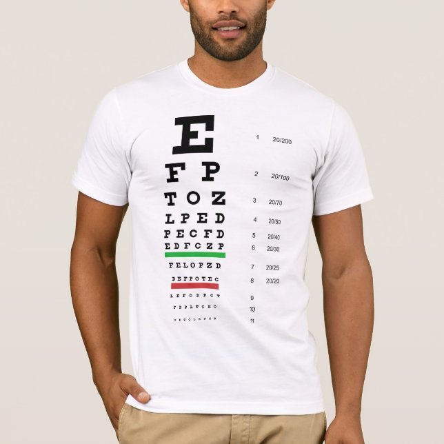 Snellen Eye Chart Bella Canvas T-Shirt (Front)