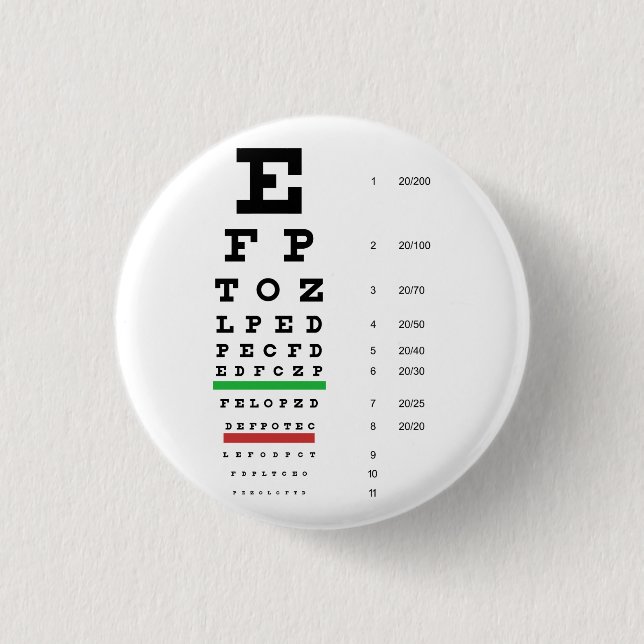 Snellen Eye Chart Button (Front)