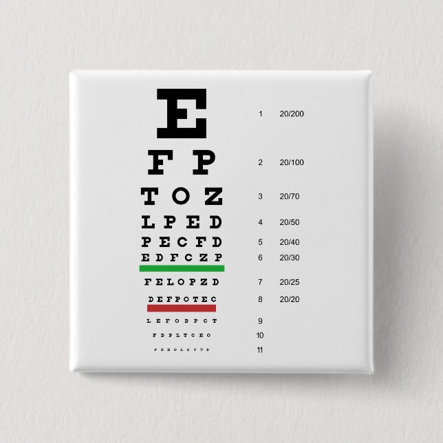 Snellen Eye Chart Button (Front)