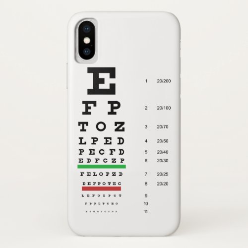 Snellen Eye Chart iPhone XS Case