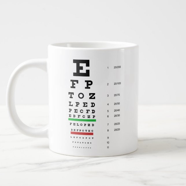 Snellen Eye Chart Giant Coffee Mug (Left)