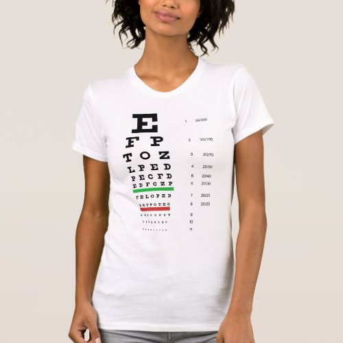 Snellen Eye Chart Ladies Petite T_Shirt