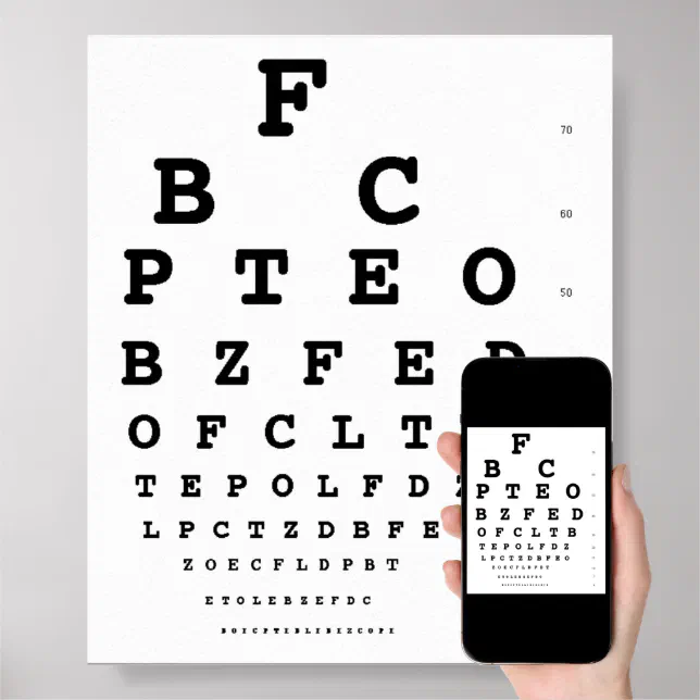 Snellen Non-Reflective Eye Exam Chart, Set of 5