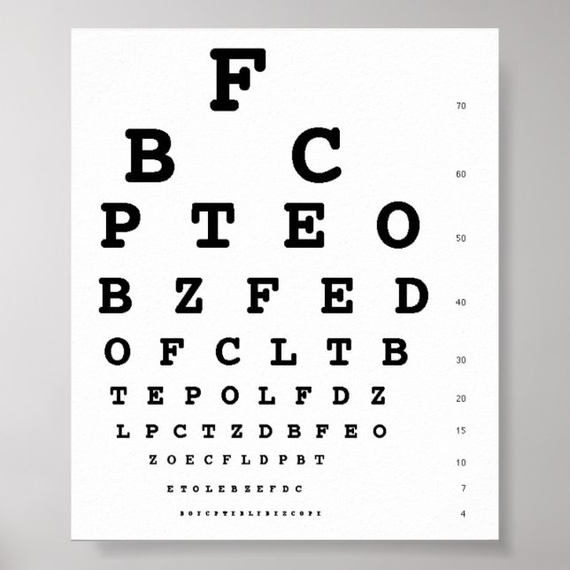 Snellen eye test chart (Front)