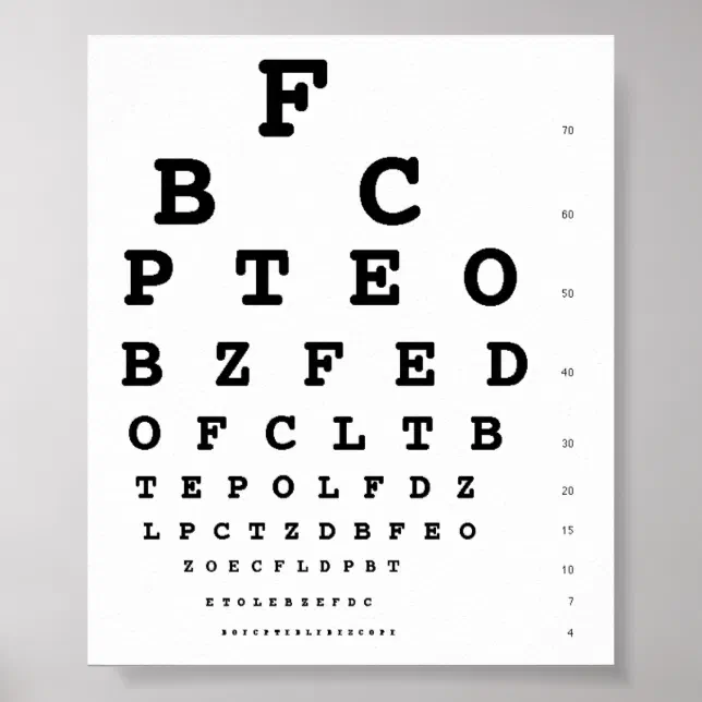 Snellen eye test chart | Zazzle