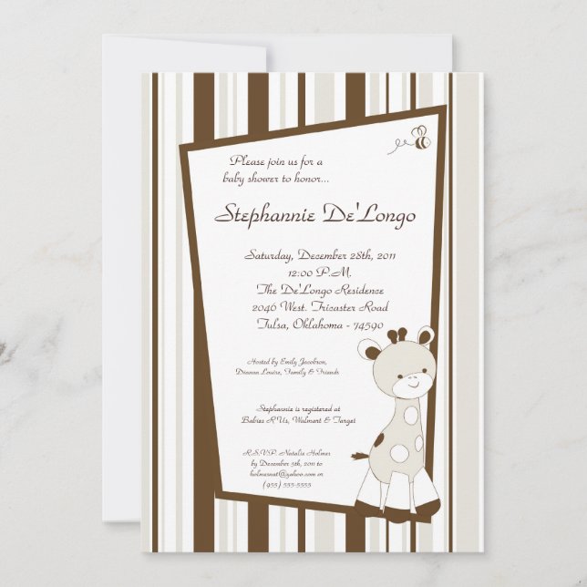 Snicker Doodle Giraffe Baby Shower Invitation (Front)