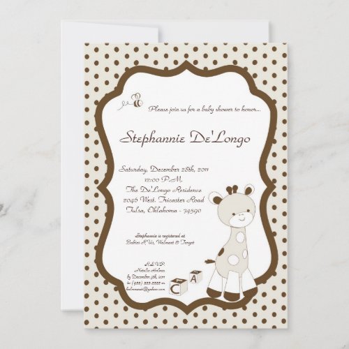 Snicker Doodle Giraffe Baby Shower Invitation