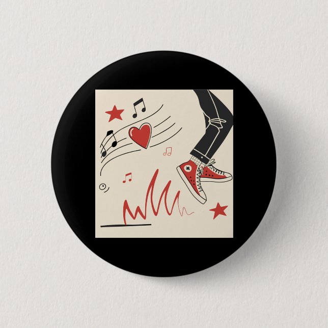 Snicker Music Colorful Expressive Digital Art Illu Button (Front)