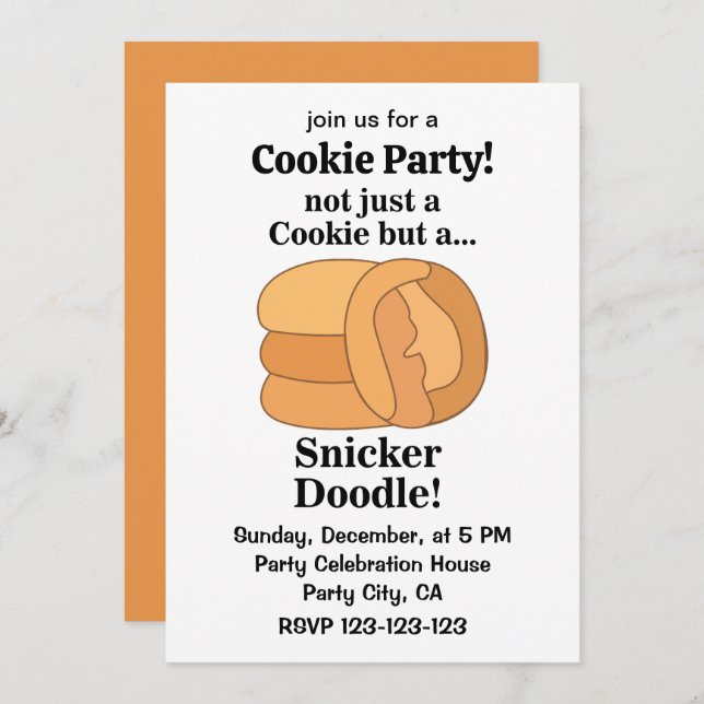Snickerdoodle Cookie Party Invitation (Front/Back)