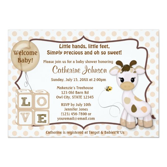 Giraffe Baby Shower Invitations Template 2