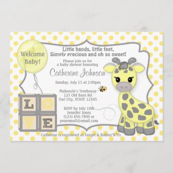Snickerdoodle Giraffe Baby Shower Invitations Yg by MonkeyHutDesigns at Zazzle