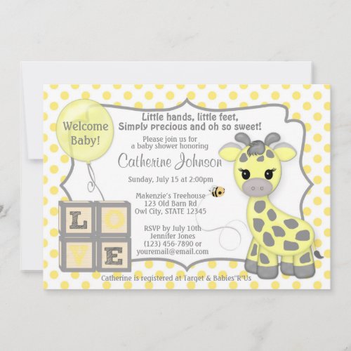 Snickerdoodle Giraffe Baby Shower Invitations YG
