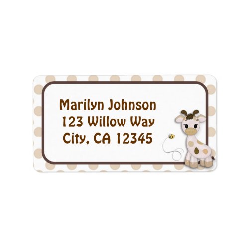 Snickerdoodle Giraffe  Bee Address Label Labels