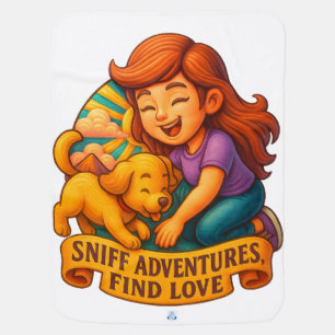 Sniff Adventures Find Love Cute Lady and Puppy Baby Blanket