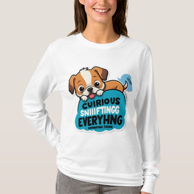 Sniff Happens – Funny Dog Cartoon T-Shirt (Front)