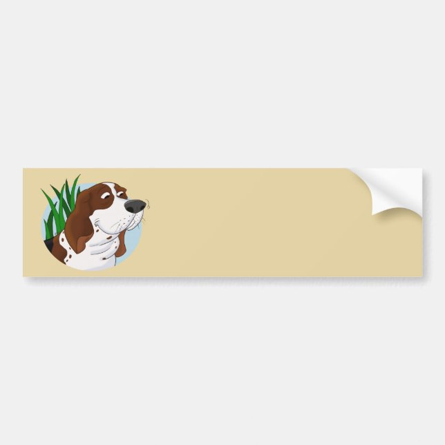 Sniffing Basset Hound Cartoon Bumper Sticker (Front)