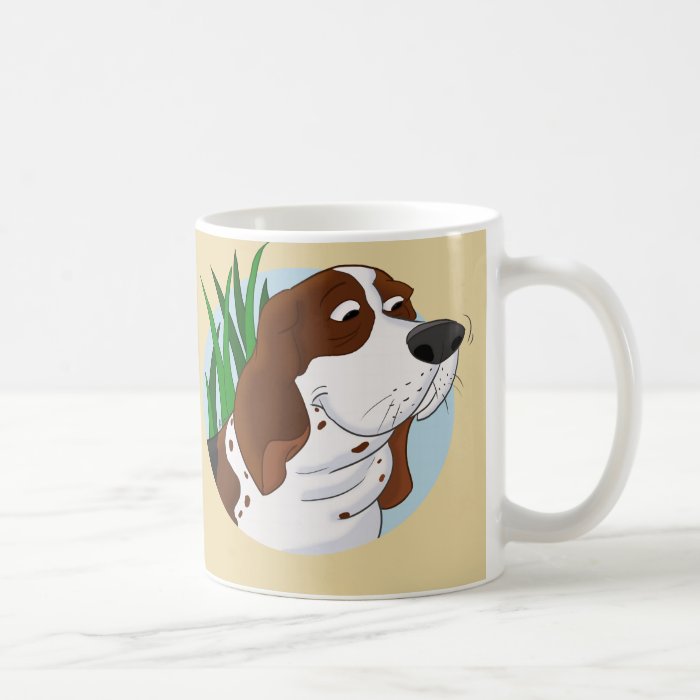 Sniffing Basset Hound Cartoon Mugs