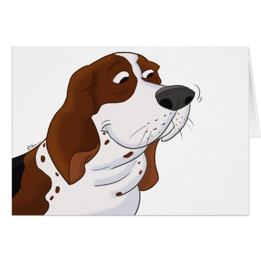 Sniffing Cartoon Basset Hound Cards (Front Horizontal)