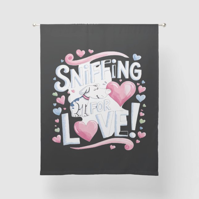 Sniffing for Love! Dog Sheer Curtains (Front)