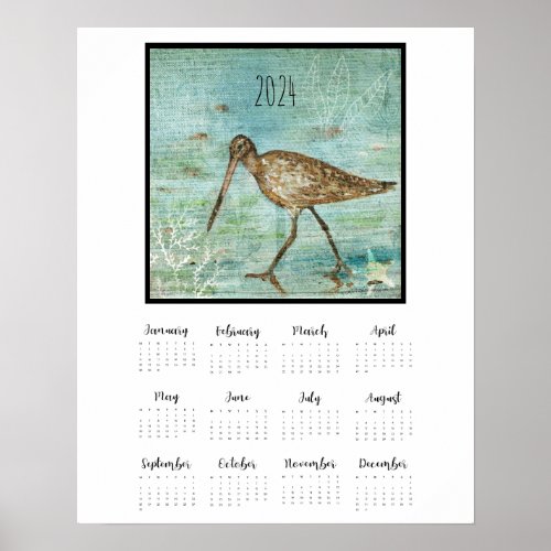 Snipe Coastal 2024 Bird Calendar Art Print