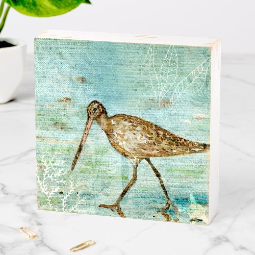 Snipe Shorebird On Beach Art Wooden Box Sign