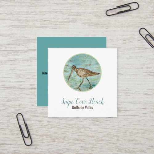 Snipe Shorebird On Beach Coastal Theme Square Business Card