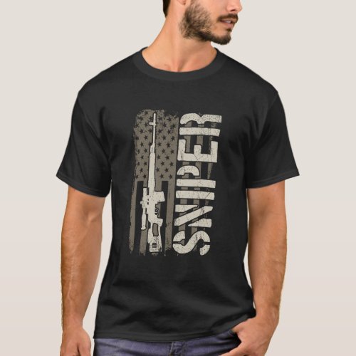 Sniper American Flag Military Sharpshooter Gift T_Shirt