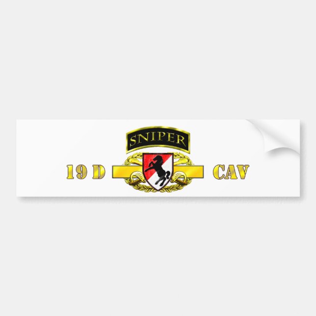 Sniper Tab 19D Cav Scout 11th Armored Cav Bumper Sticker (Front)