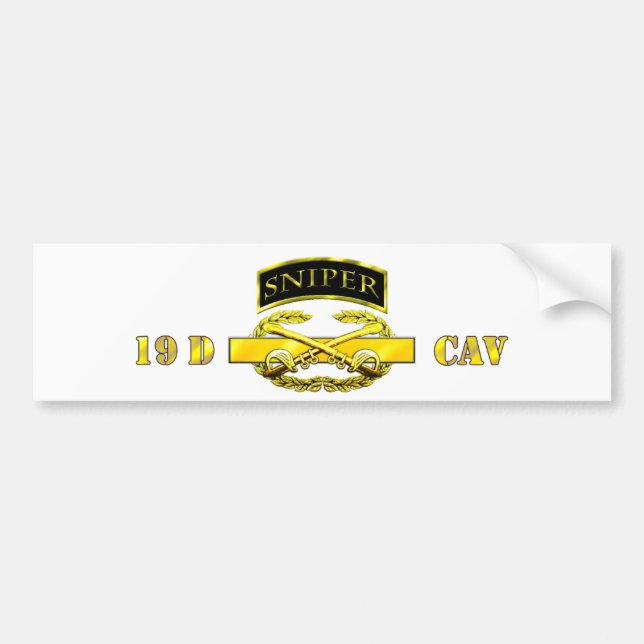 Sniper Tab 19D Cav Scout Bumper Sticker (Front)