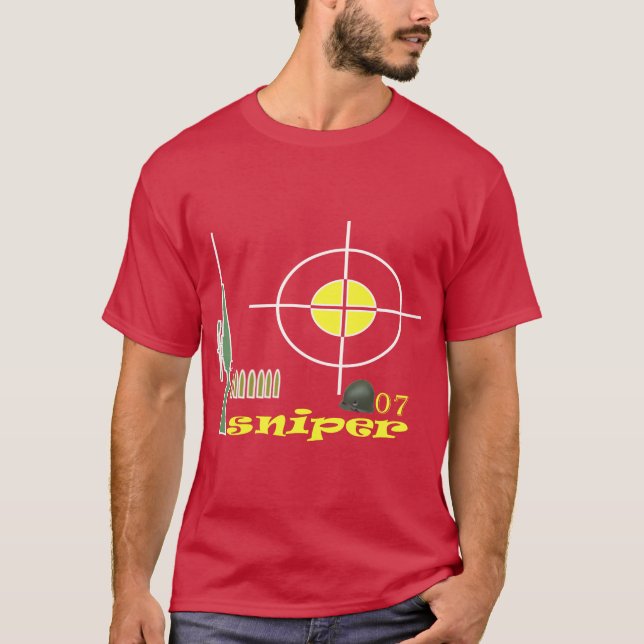Sniper with a helmet with seven bullets T-shirt (Front)