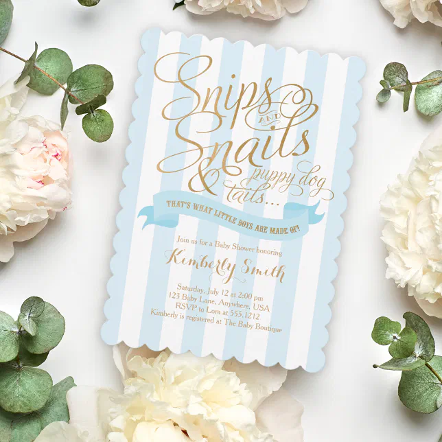 Snips and Snails Baby Boy Baby Shower Invitation Zazzle