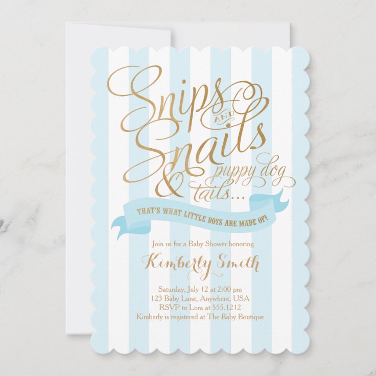 Snips and Snails Baby Boy Baby Shower Invitation Zazzle
