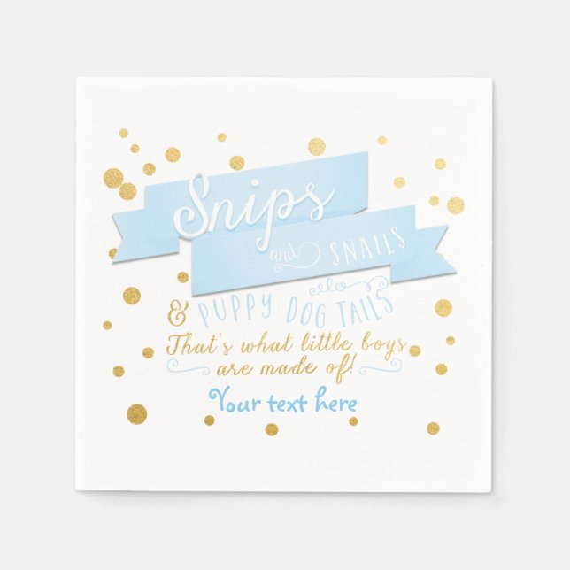 Snips & Snail Boys Blue & Gold Baby Shower Napkins (Front)