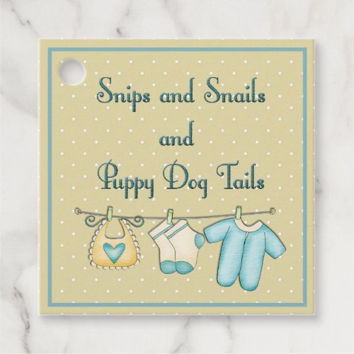 Snips Snails and Puppy Dog Tails Baby Clothes Line Favor Tags