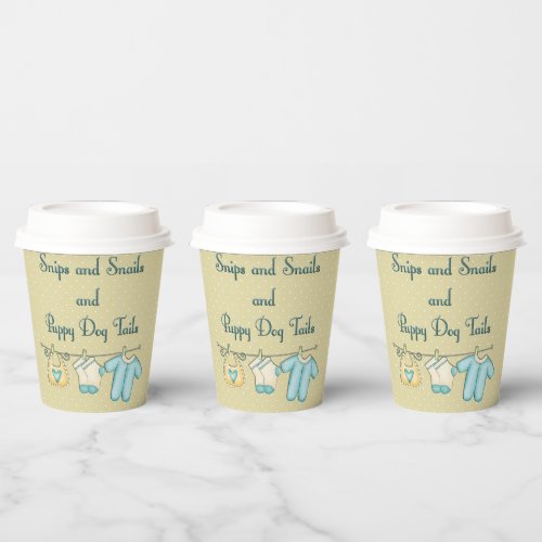 Snips Snails and Puppy Dog Tails Baby Clothes Line Paper Cups