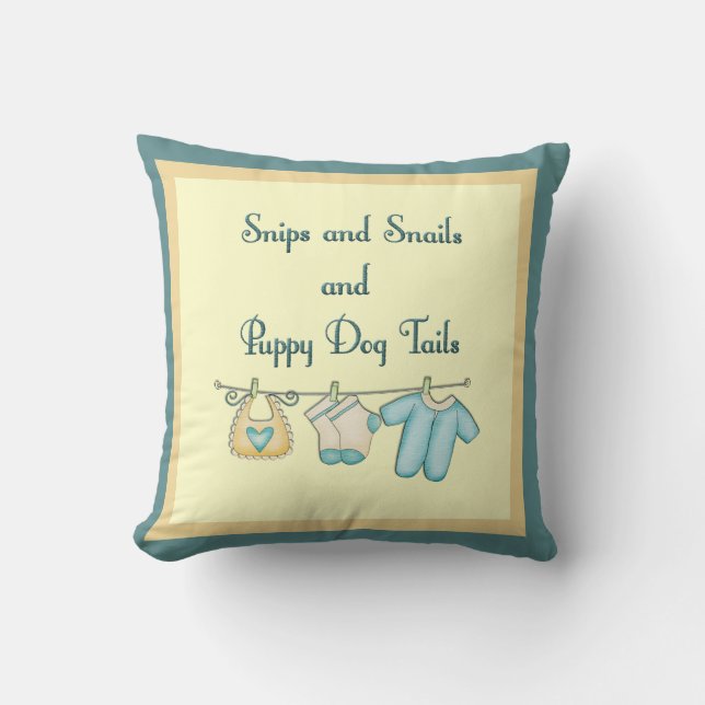 Snips & Snails And Puppy Dog Tails Throw Pillow (Front)