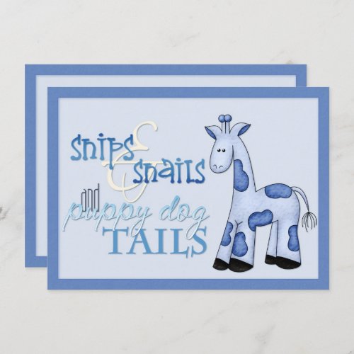 Snips  Snails Baby Boy Blue Shower Invitation