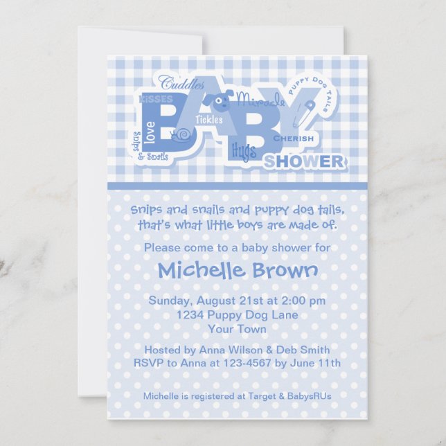 Snips & Snails Baby Shower Invitation (Front)