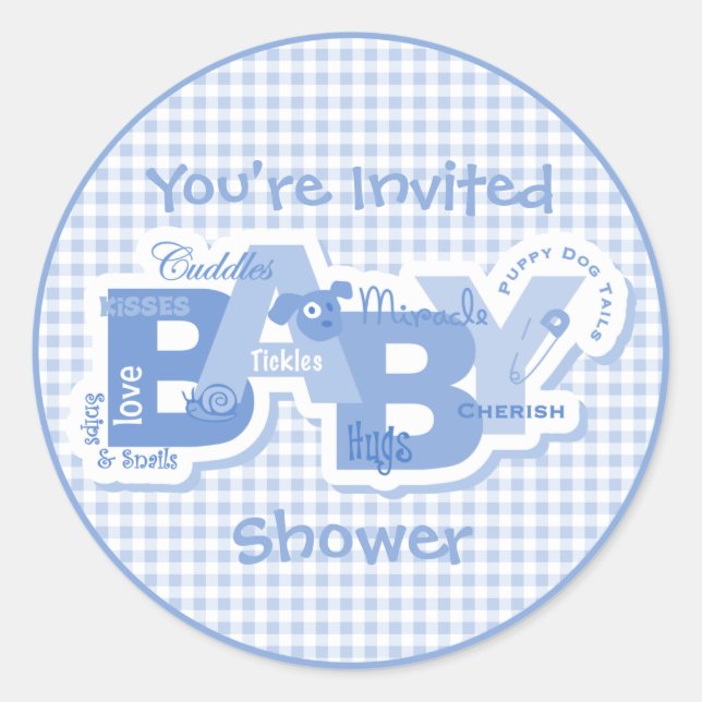 Snips & Snails Baby Shower Sticker (Front)