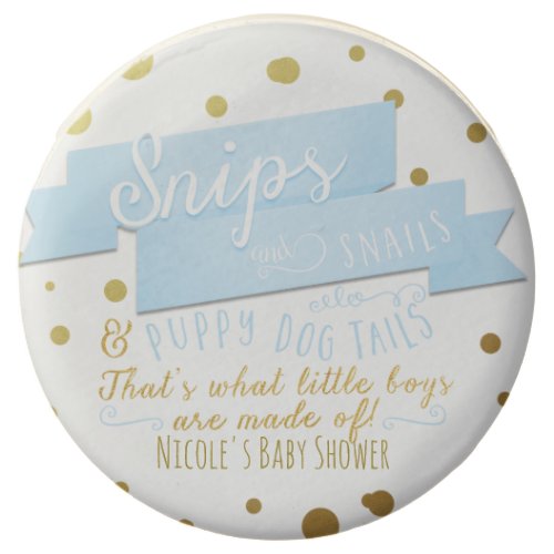 Snips  Snails Blue Gold Baby Shower Favor