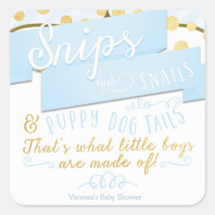 Snips & Snails Blue Gold Striped Favor Stickers
