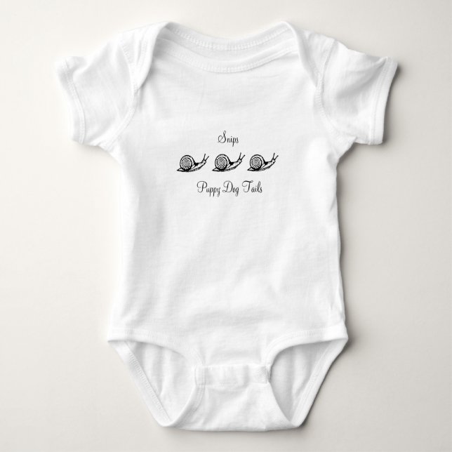 Snips, Snails & Puppy Dog Tails Baby Bodysuit (Front)