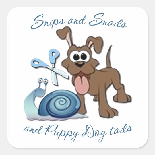Snips Snails Puppy Dog Tails Square Sticker Zazzle Com