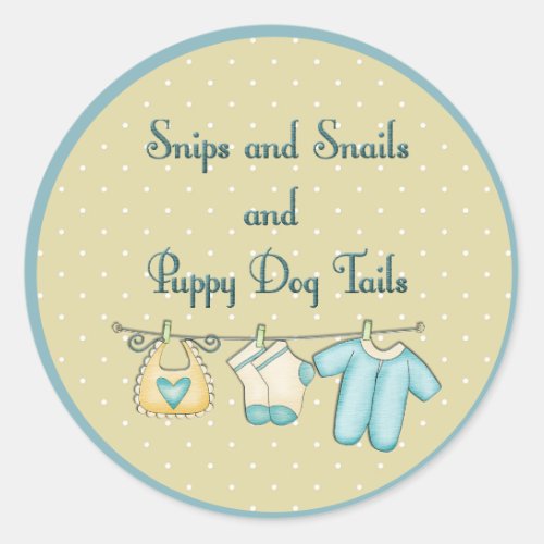 Snips Snails Puppy Dog Tails With Baby Clothes Classic Round Sticker